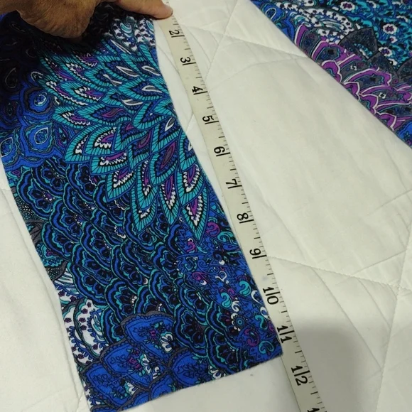 Beautiful peacock feathers tunic top/dress, sz med - Picture 14 of 16